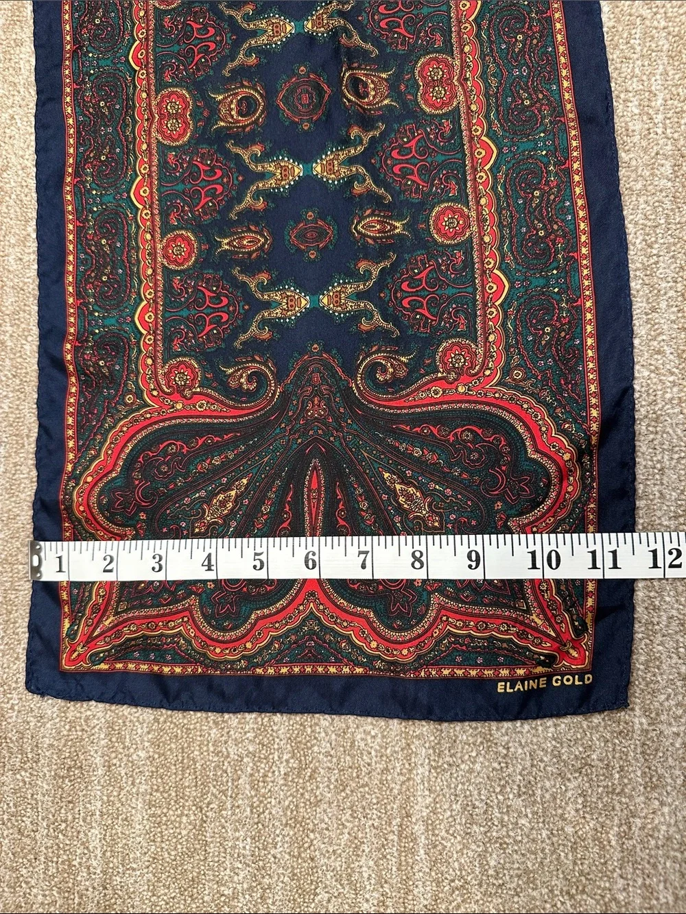 Elaine Gold for Collection XIIX 100% Silk Vintage Paisley Blue Red Women Scarf